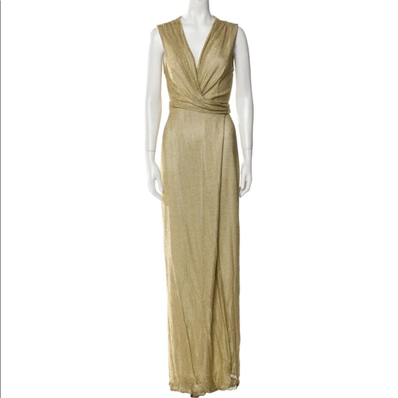 dvf gold wrap dress DVF black gold metallic knit  wrap dress NWT S
